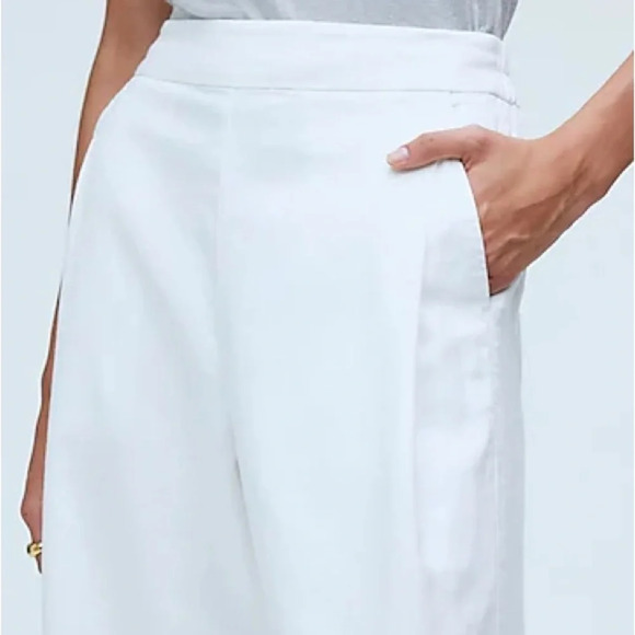 Madewell Linen Blend White Pull-On Straight Crop Pant Size 2 - Picture 5 of 6
